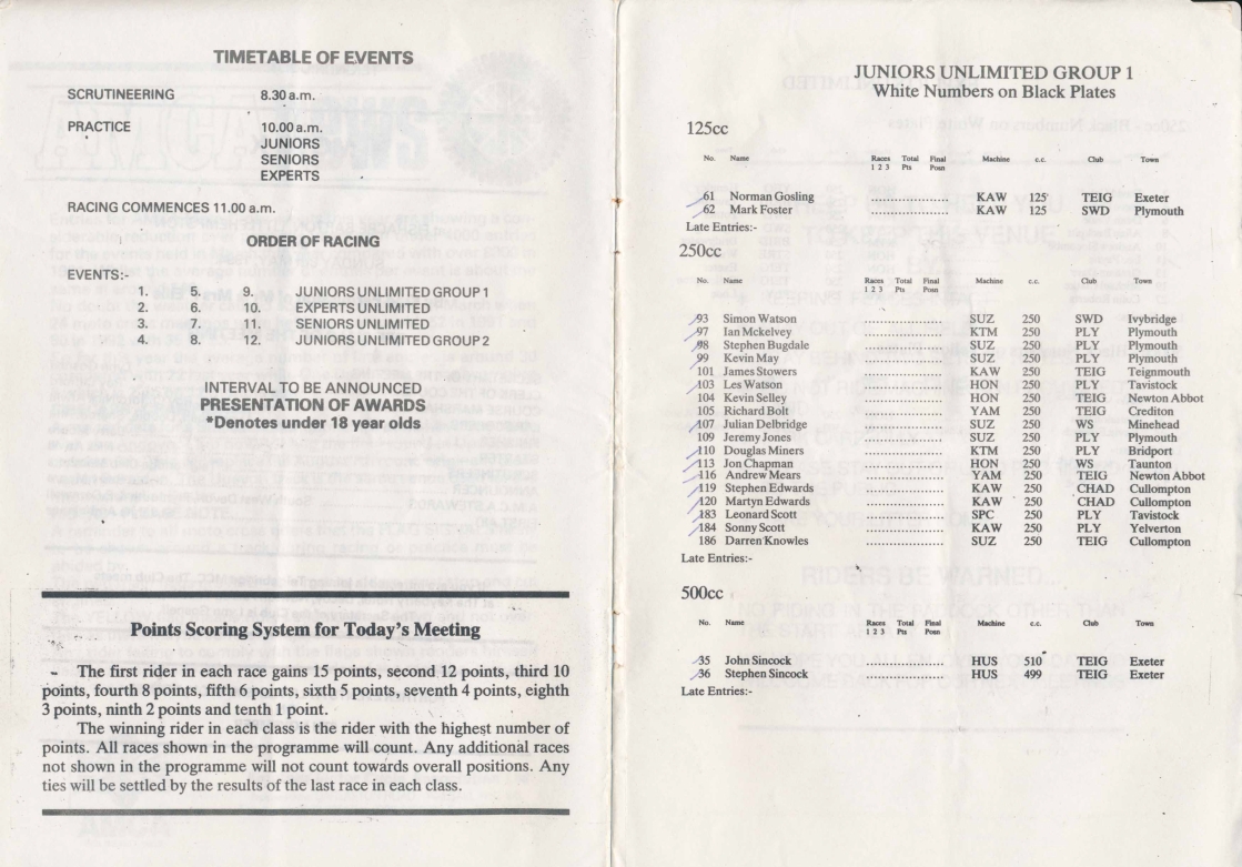 Event programme page