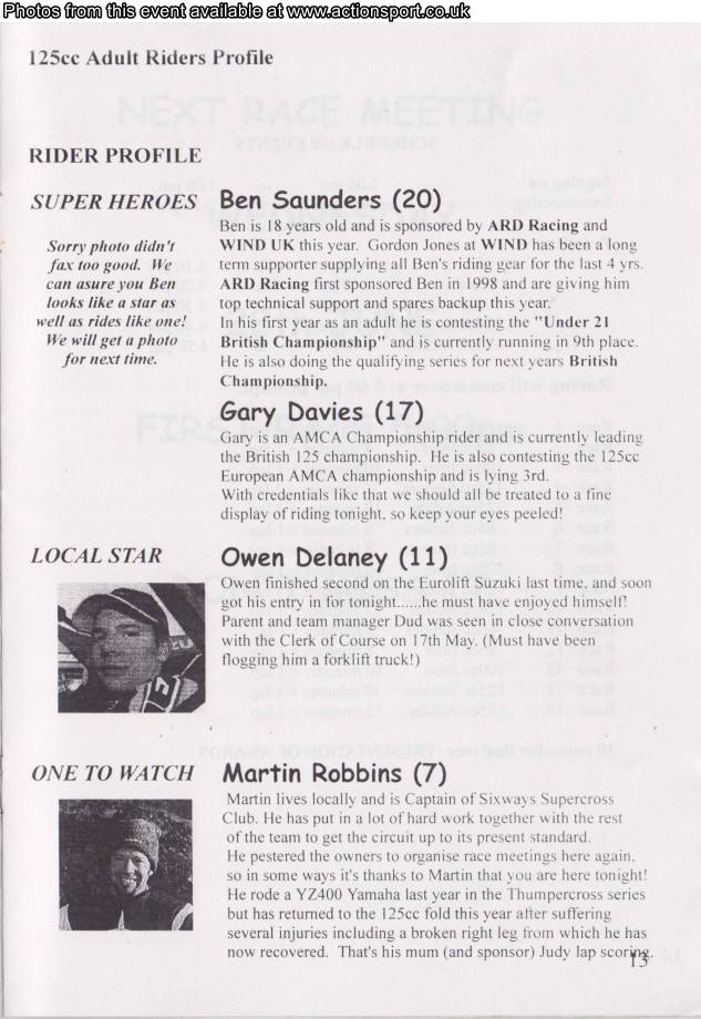 Event programme page