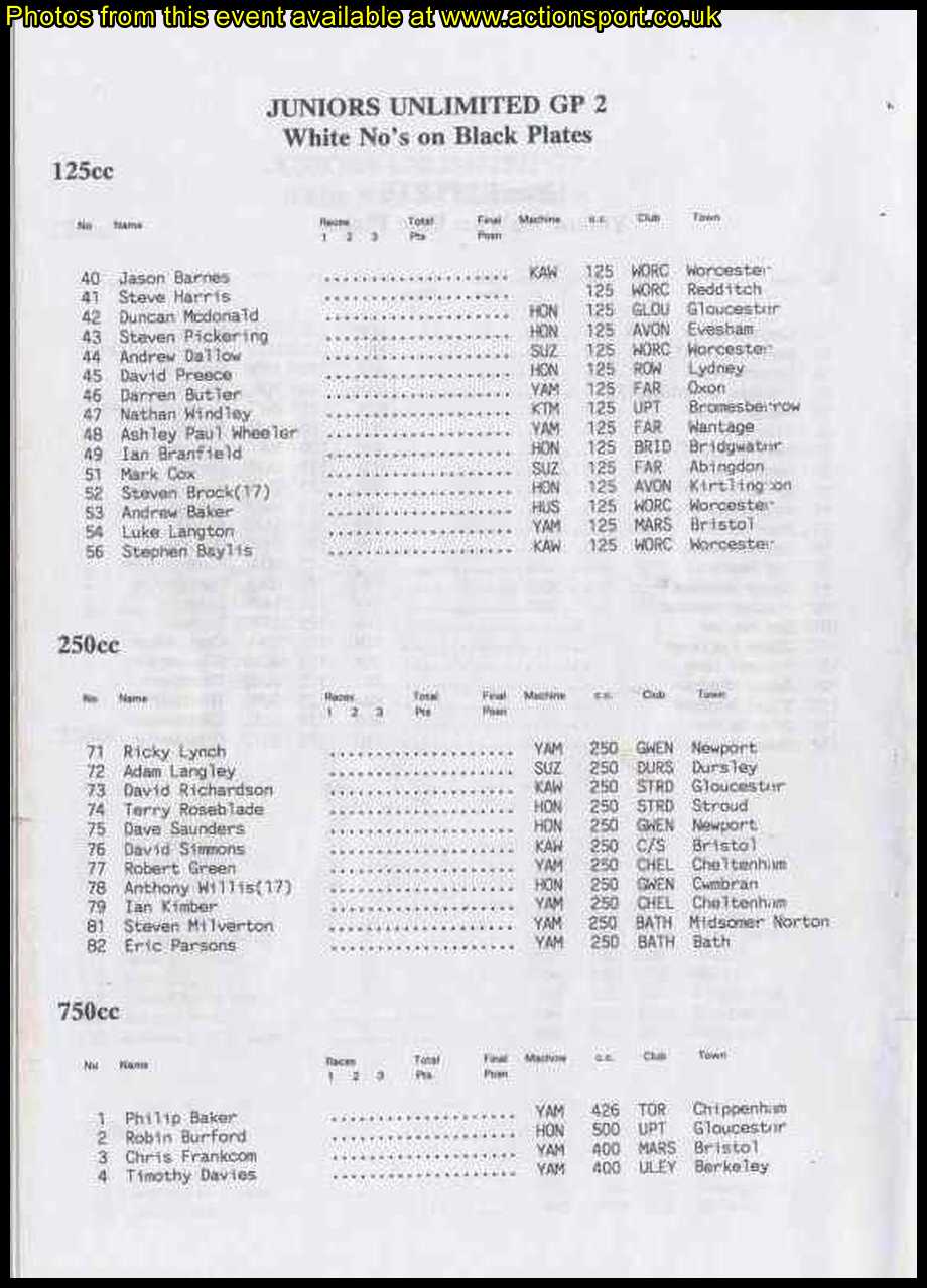 Event programme page
