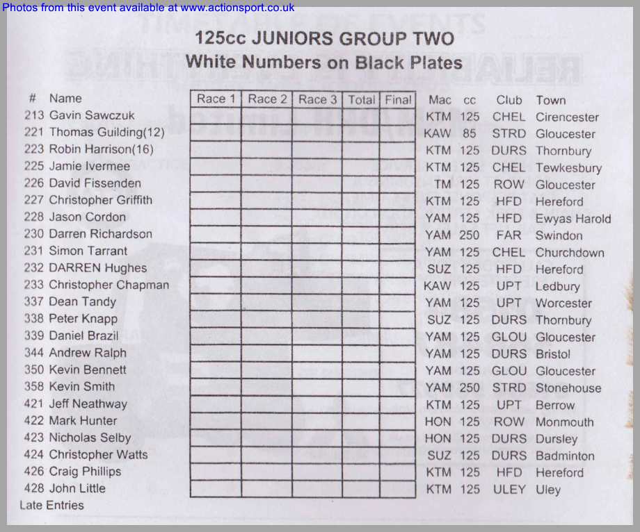 Event programme page