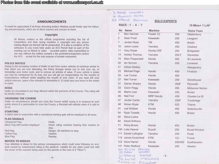 Event programme page