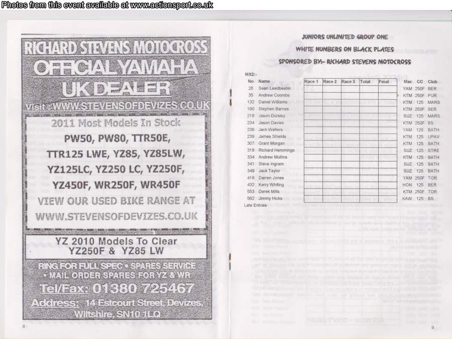 Event programme page