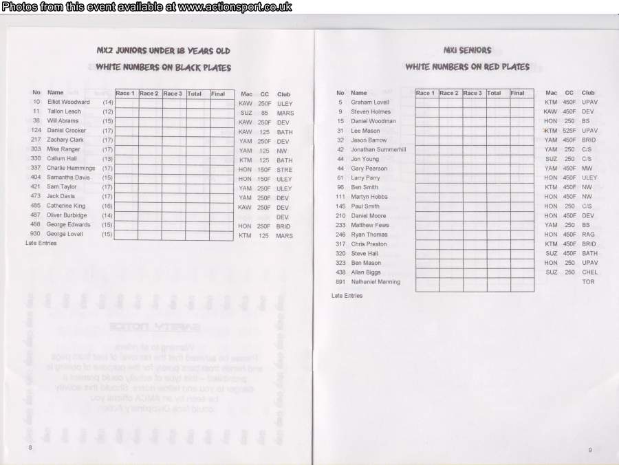 Event programme page