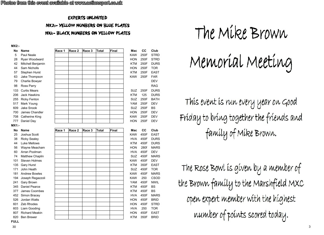 Event programme page
