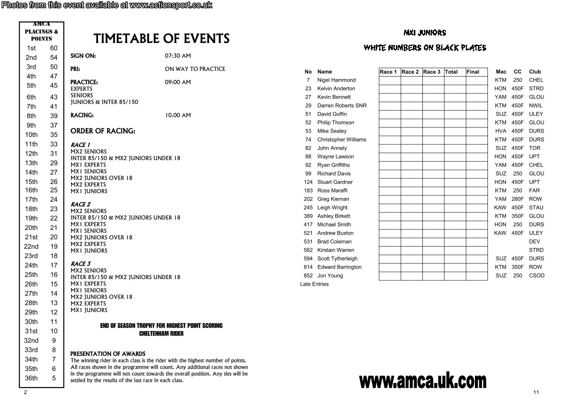 Event programme page