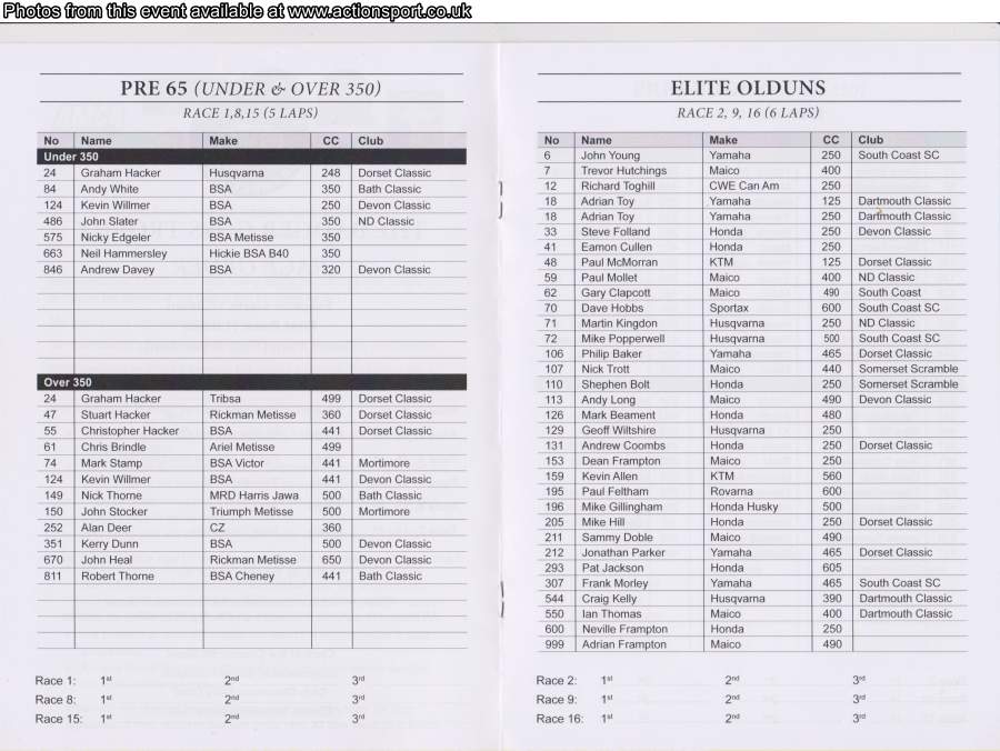 Event programme page
